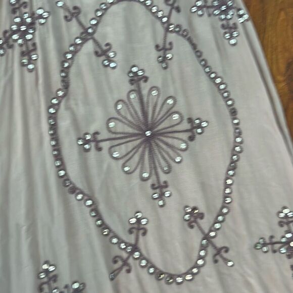 Gorgeous maxi dress rayon embroidered Indian style one size lavender dusty Rose - Picture 2 of 6